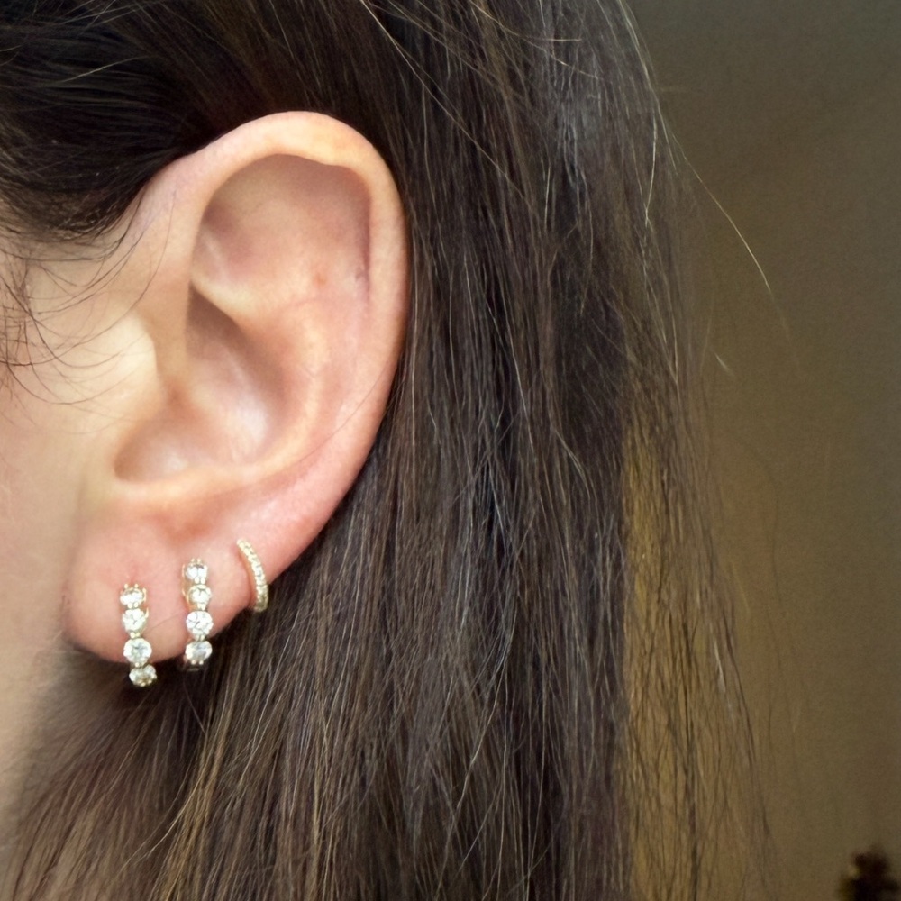 Stunning 14K Gold and Diamond Huggies